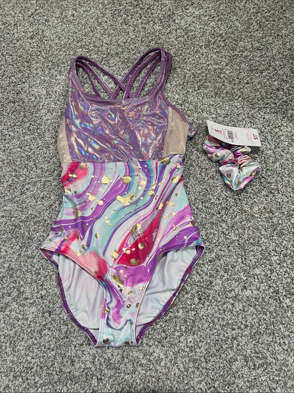 Justice Girls Purple Multicolor Swirl One-Piece